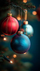 Wall Mural - traditional christmas tree balls