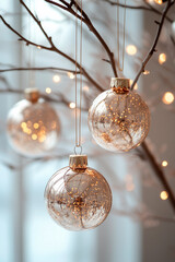 Wall Mural - christmas tree baubles hanging on a branch