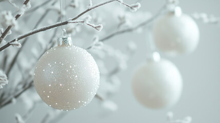 Wall Mural - christmas balls hanging on a tree