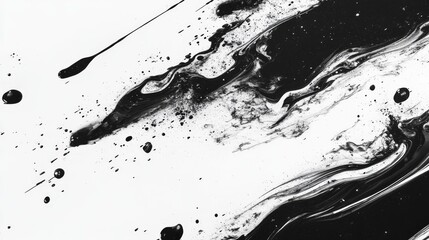 Wall Mural - a black splatter ink background offers a striking and dynamic contrast and visual experience. abstra