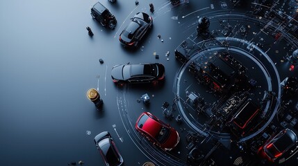 Poster - Modern ai-powered safety sensors improving urban vehicle navigation and automotive technology from an aerial perspective
