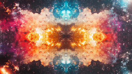 Wall Mural - Stunning visual representation of a cosmic explosion showcasing a vibrant kaleidoscopic display of color and light within the boundless realm of the galaxy. Kaleidoscopic. Illustration
