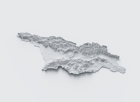 Georgia Map Gray And White Shaded Relief Textured Map On White Background 3D Illustration