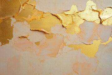 Aufkleber - Abstract art painting. Gold and beige colours. Brushstrokes and textures. Stucco wall style. Unique design. Ideal for interior design projects. Trendy art style. Modern and elegant piece.