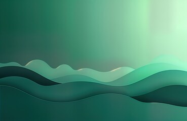 Fototapete - abstract waves design. gradient dark green to light green. simple shapes. looks like water landscape