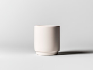 Aufkleber - This close-up showcases a pristine white ceramic coffee cup standing on a light background, illustrating a minimalist approach to tabletop design with ample copy space