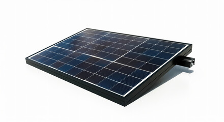 Modern photovoltaic solar panel, sleek black surface, minimalist, isolated on white background.