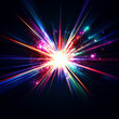 © Shahin - Vibrant Burst of Color Radiating from a Central Point. A dynamic image showcasing a vibrant explosion of multicolored rays radiating outward from a central white point.