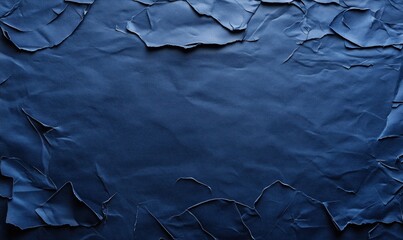 Poster - Textured blue paper background, crumpled and torn edges, deep navy color, artistic design, suitable for backgrounds, wallpapers, and creative projects.
