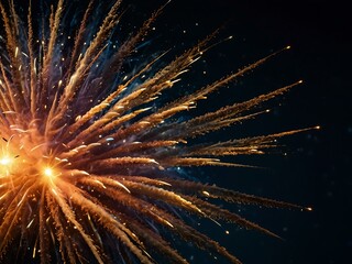 close-up of a firework exploding at night.