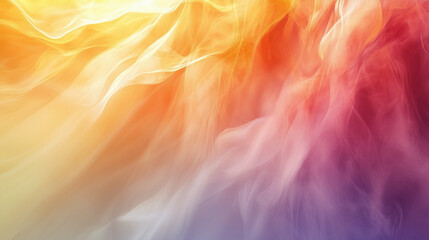 Wall Mural - Multicolored explosion of fog, penetrated by rays of yellow light. on a white background.