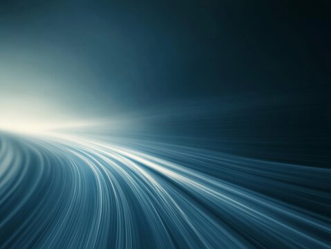 A blue light streak slices through a dark atmosphere, representing speed and motion in a high-tech environment. The left side offers ample space for text or graphics
