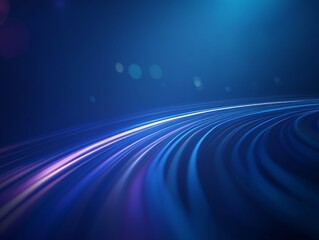 Aufkleber - A deep blue background features dynamic light rays that suggest motion and speed, ideal for themes of technology and innovation, with space on the left for additional text