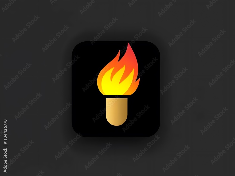 Bright Fire Heat Torch Flame icon app logo symbol Stock Illustration ...