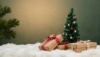 Wall Mural - empty of christmas blurred on background. blank christmas. gifts. christmas trees. product mockup. c