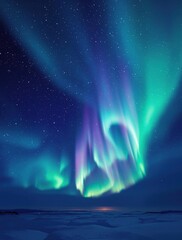 Wall Mural - A beautiful aurora borealis display in the polar night sky with green and blue lights , aurora borealis, magnetic field, solar activity, atmosphere, northern lights