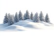 © nattapon - A serene winter landscape featuring snow-covered hills and a cluster of frost-covered evergreen trees, Ideal for seasonal marketing, nature blogs, or tranquil winter-themed projects,