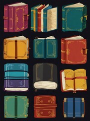 Poster - Colorful book clip art, ideal for educational materials and digital projects.