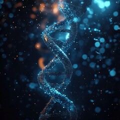 Poster - DNA helix structure. Biotechnological science concept. Molecule. 3D rendering. Futuristic illustration. Abstract design. Biotech. Science. Medical. Research. Innovation.