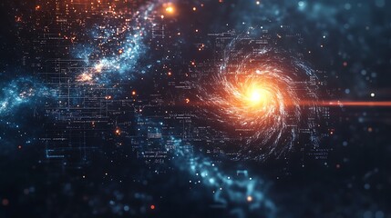 Wall Mural - Background of mathematical equations and symbol galaxy space view