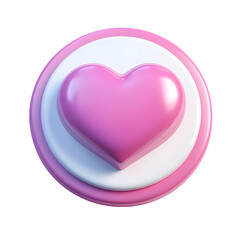 Poster - 3d rendering of a pink heart icon on a circular base, representing love, care, and affection, with a transparent background
