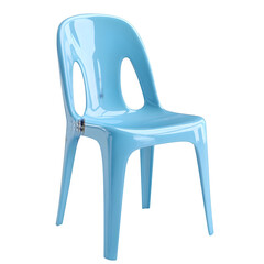 Aufkleber - Glossy light blue plastic chair isolated on a transparent background, ideal for interior design projects