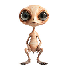 Poster - Friendly alien in full-body cgi render, ideal for science fiction and fantasy projects with transparent background
