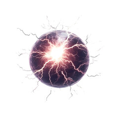 Aufkleber - Electric sphere is radiating bright purple and white lightnings on transparent background