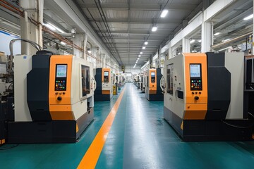 Aufkleber - Modern cnc machines standing in automated factory workshop
