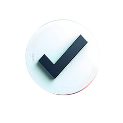 Poster - 3d check mark symbolizes approval, agreement, or completion against a see-through backdrop
