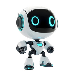 Aufkleber - Cute white robot standing on transparent background, glowing futuristic artificial intelligence concept