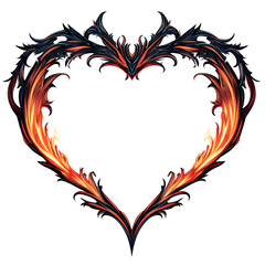 Aufkleber - Flaming heart shape with copy space, perfect for valentine's day projects or any design needing a touch of fiery passion