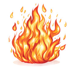 Poster - Captivating flames burning brightly and emitting sparks against a clear backdrop, radiating warmth, power, and risk in shades of red, orange, and yellow