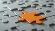 © VICHIZH - A single orange puzzle piece stands out among gray puzzle pieces, symbolizing uniqueness and individuality in a sea of conformity.