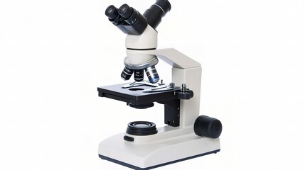 Poster - laboratory microscope with multiple objective lenses for science