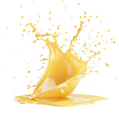 Fototapete - Vibrant yellow juice splash, perfect for a variety of design projects with its refreshing and dynamic look against a clear background