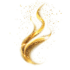 Poster - Golden light effect with glitter particles creating a swirling trail on transparent background
