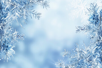 Wall Mural - Celebrate the beauty of winter with a classic silver and blue Christmas background. Copy space