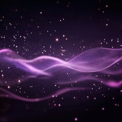 Aufkleber - Purple abstract background with sparkling particles, glowing waves. Digital art style creates magical, futuristic effect. Dynamic light, motion evoke celebration new year theme. Ideal for holiday