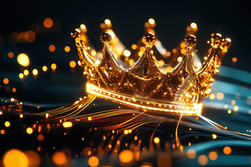 Poster - A dazzling crown shines with futuristic designs and glowing accents against a luminous abstract backdrop
