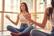© manusha - Two young women practicing yoga in the morning sunlight.