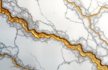 Aufkleber - Elegant white marble texture with golden, gray veins. Abstract pattern suitable for luxury backgrounds. Modern design for interior exterior projects. Generative AI illustration. Versatile graphic for