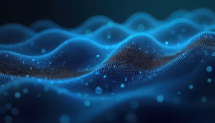 Fototapete - Abstract digital fingerprint waveform for biometric security. Blue wave pattern. Data points form tech pattern. Futuristic style. Modern digital design. Abstract tech illustration. Biometric concept.