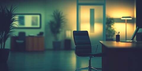 Aufkleber - Sophisticated Office Interior with Modern Design and Cozy Lighting : Generative AI