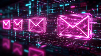 Poster - Glowing email icon depicting modern digital communication and networking : Generative AI