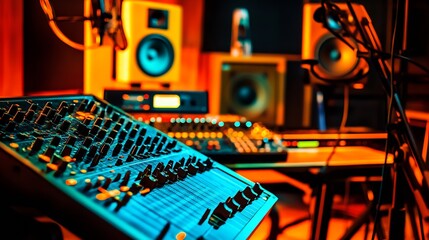 Poster - Cutting-Edge Audio Studio with Advanced Mixing and Sound Equipment : Generative AI