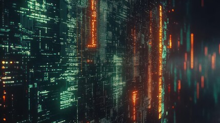 Poster - A digital abstract representation of a futuristic data network with glowing elements.