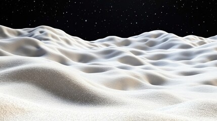 Wall Mural - Surreal Landscape of Silky White Dunes Under a Starry Night Sky, Creating an Ethereal and Dreamlike Environment for Creative Projects and Design Work