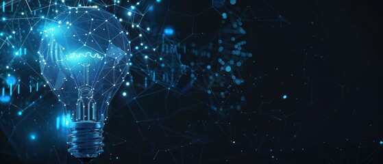 Poster - A glowing light bulb surrounded by a network of digital connections and data points.