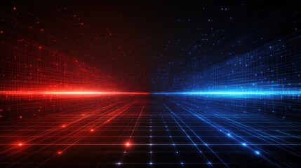 Wall Mural - Abstract Digital Background with Red and Blue Light Stripes